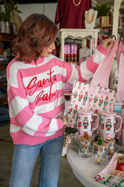 Santa Baby Pink Striped Sweater