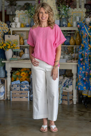 Evie Pink Textured Top