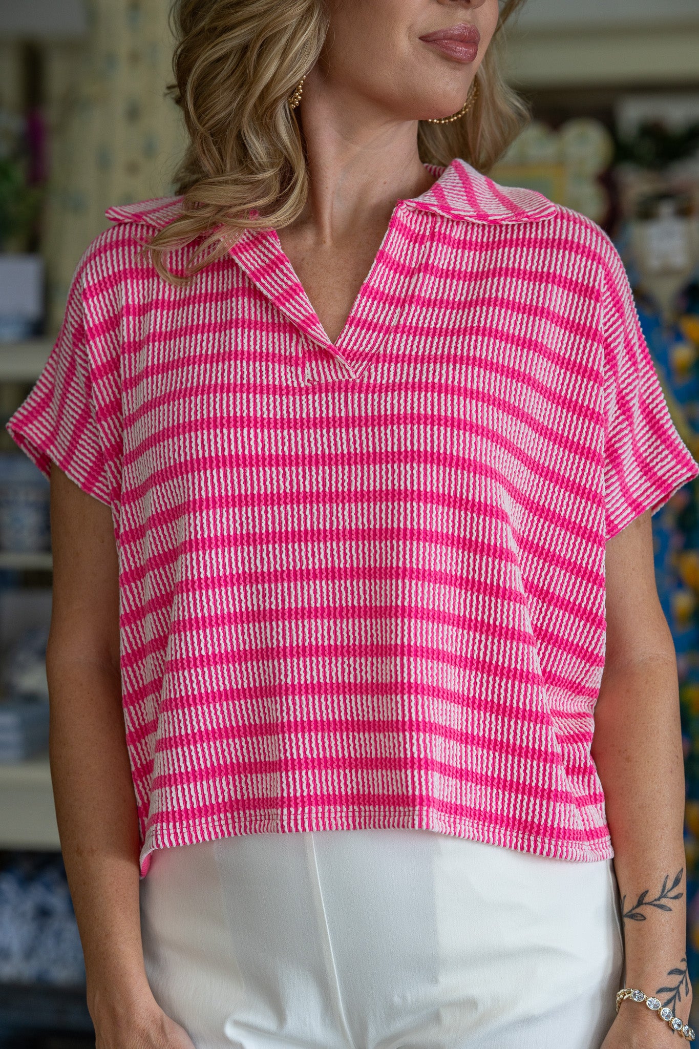 Renae Pink Polo Tee