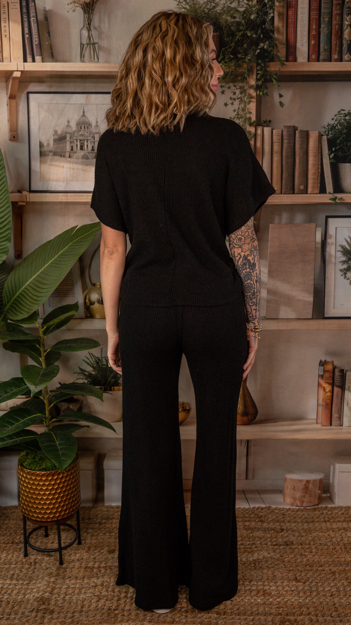 Autumn Calls Black Knit Pant Set