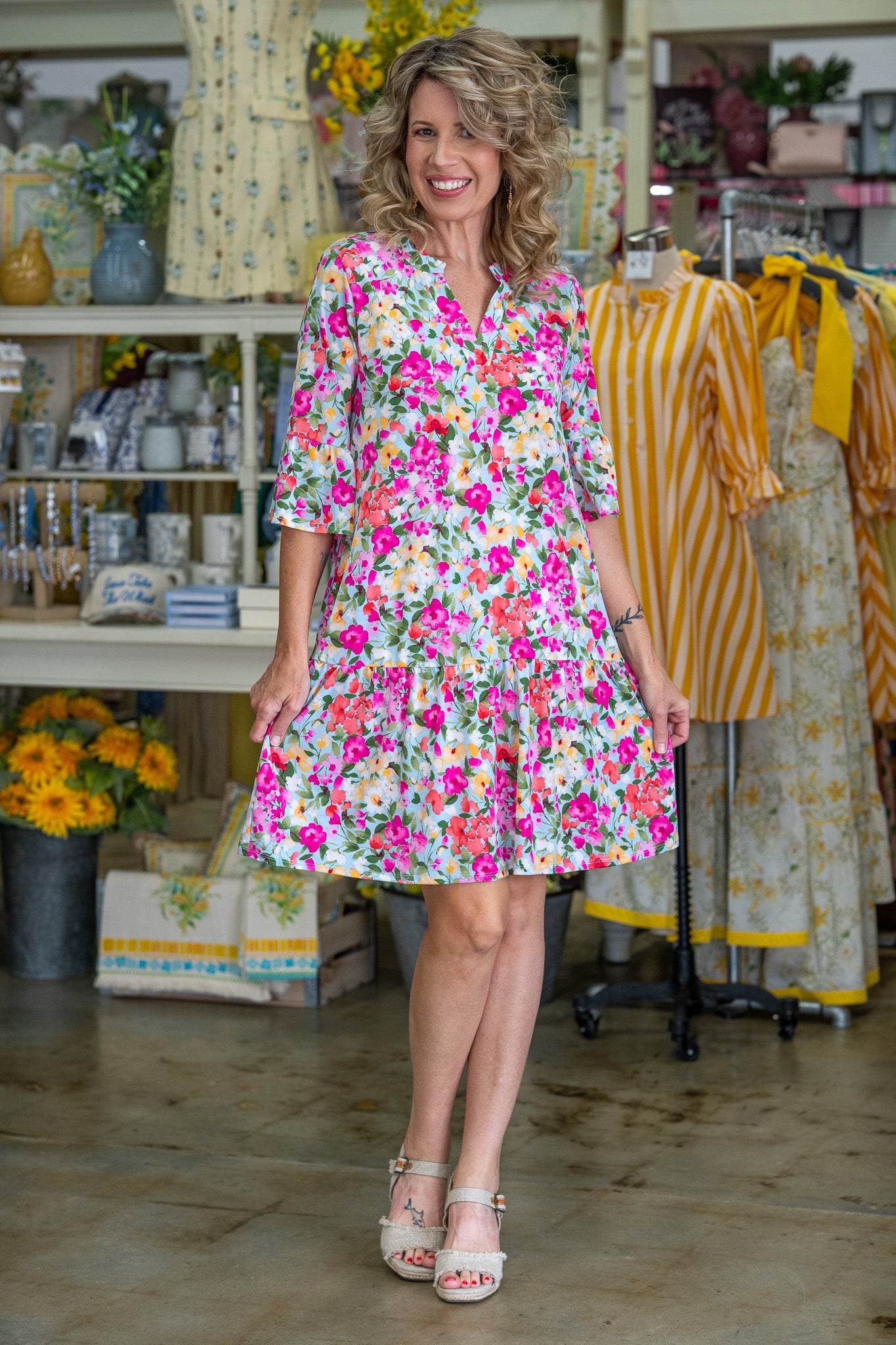 Sunday Best Blue & Pink Floral Dress