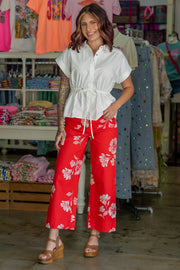 Colette Cropped Red Floral Pants