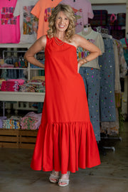 Red Carpet Moment Ruffle Dress