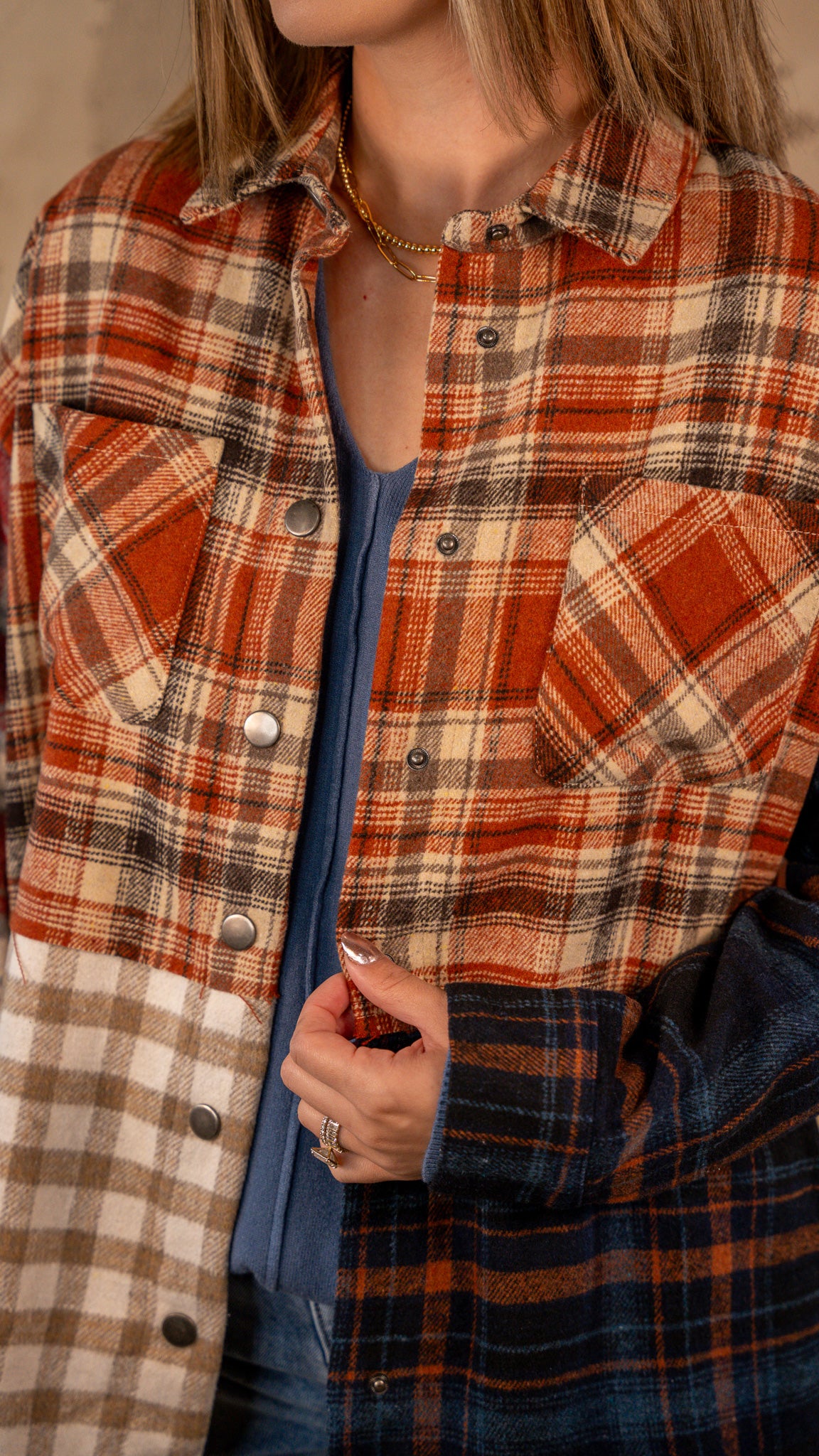 Crystal Mixed Plaid Shacket