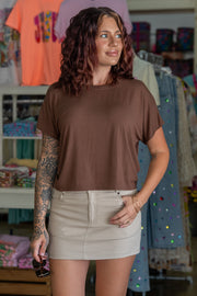 Lovely Day Brown Crop Tee