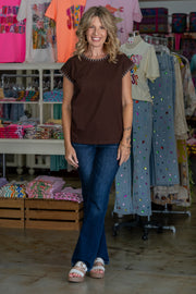Brynlee Chocolate Stitch Top