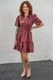 Leather Kiss Wine Dress