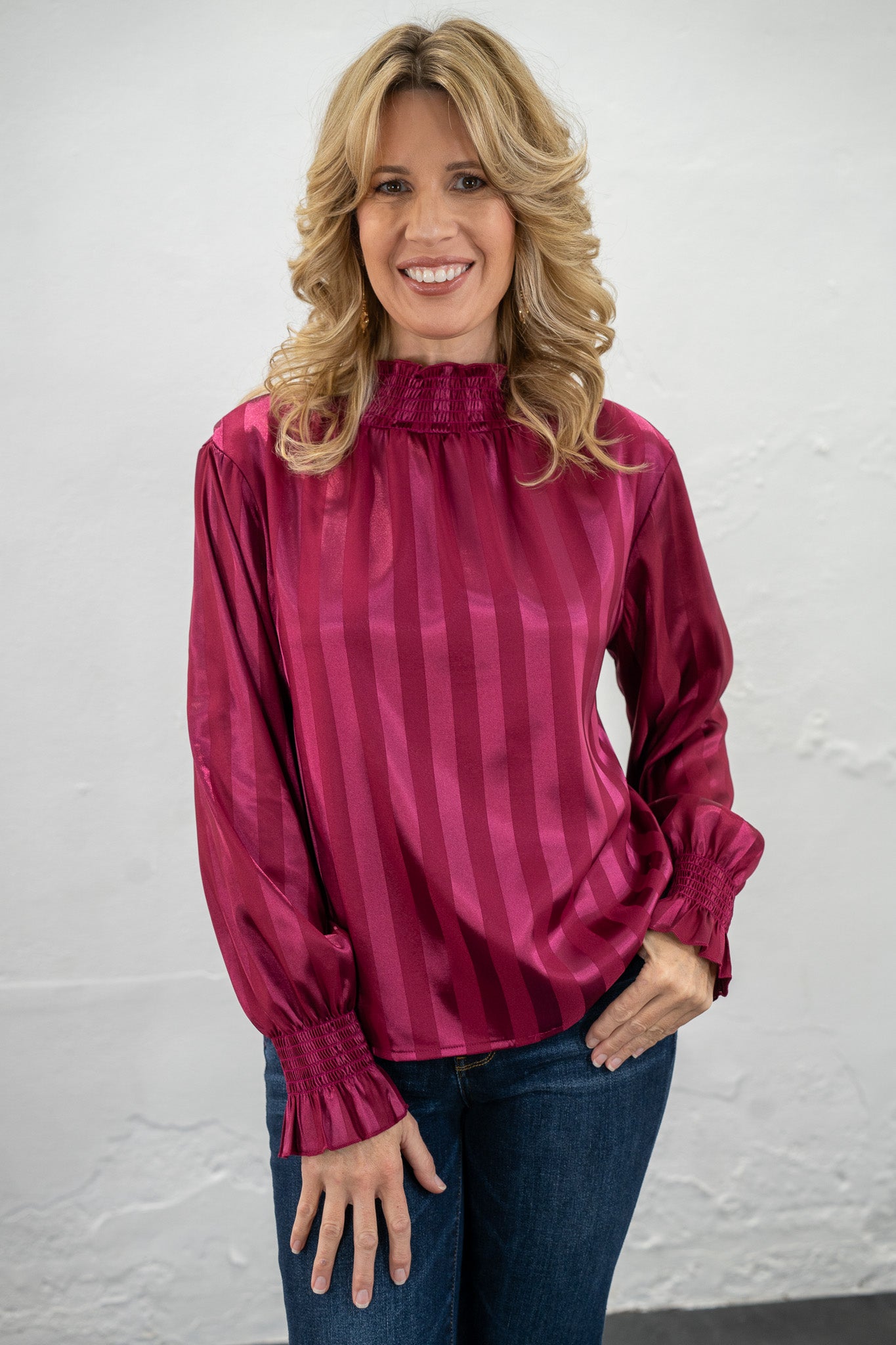 Kate Wine Satin Top