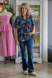 Yolanda Navy Floral Top