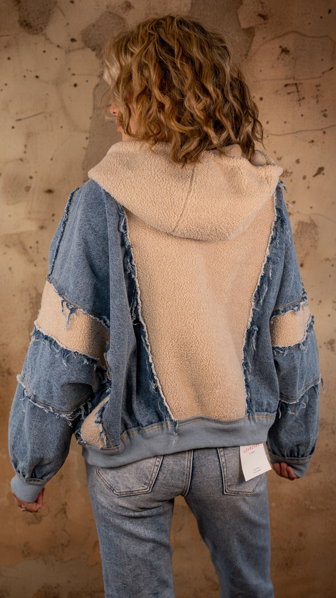 Penelope Denim & Sherpa Hoodie