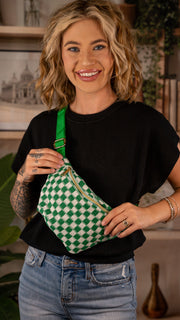 Green Checkered Sling Bag