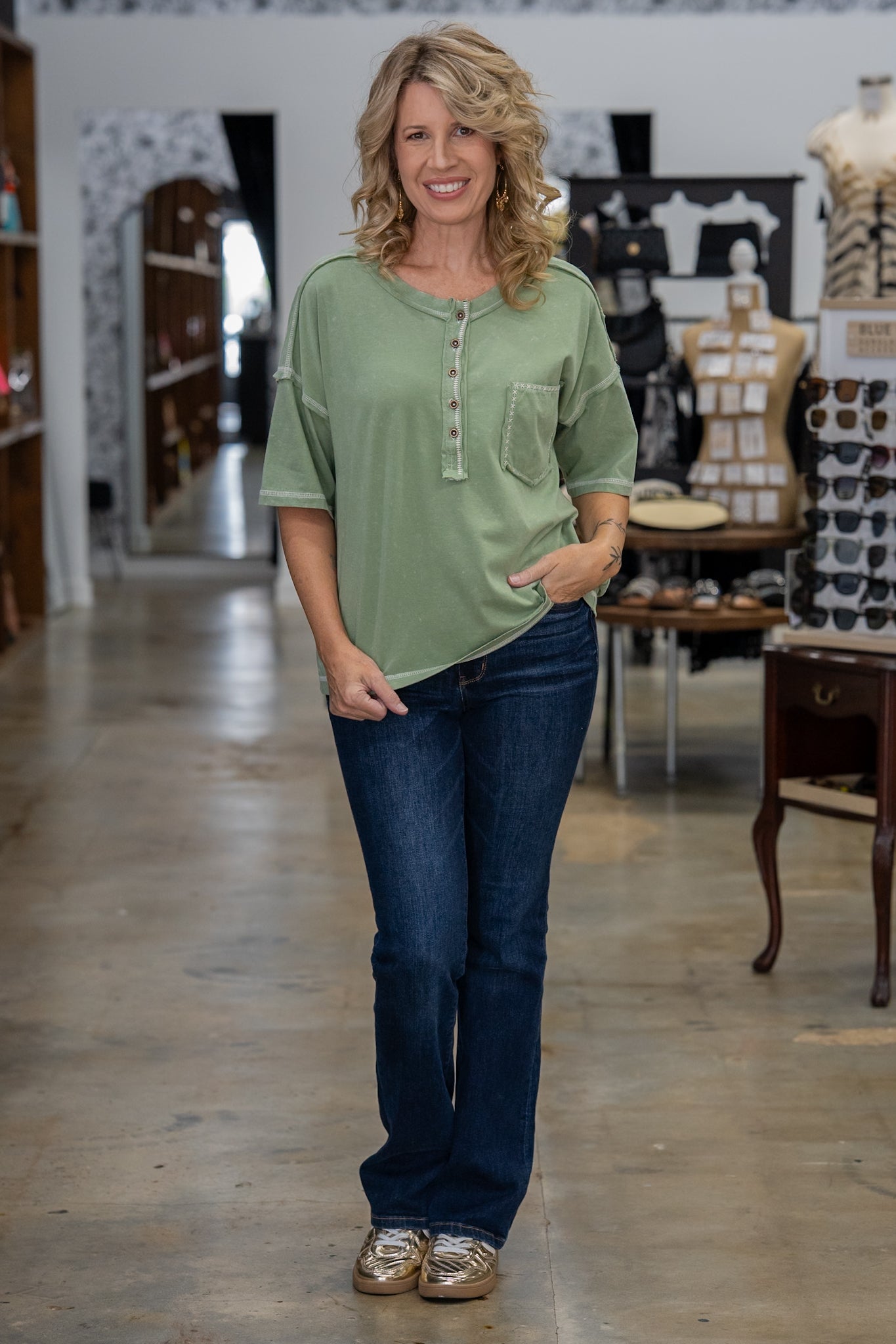 Dahlia Light Olive Top