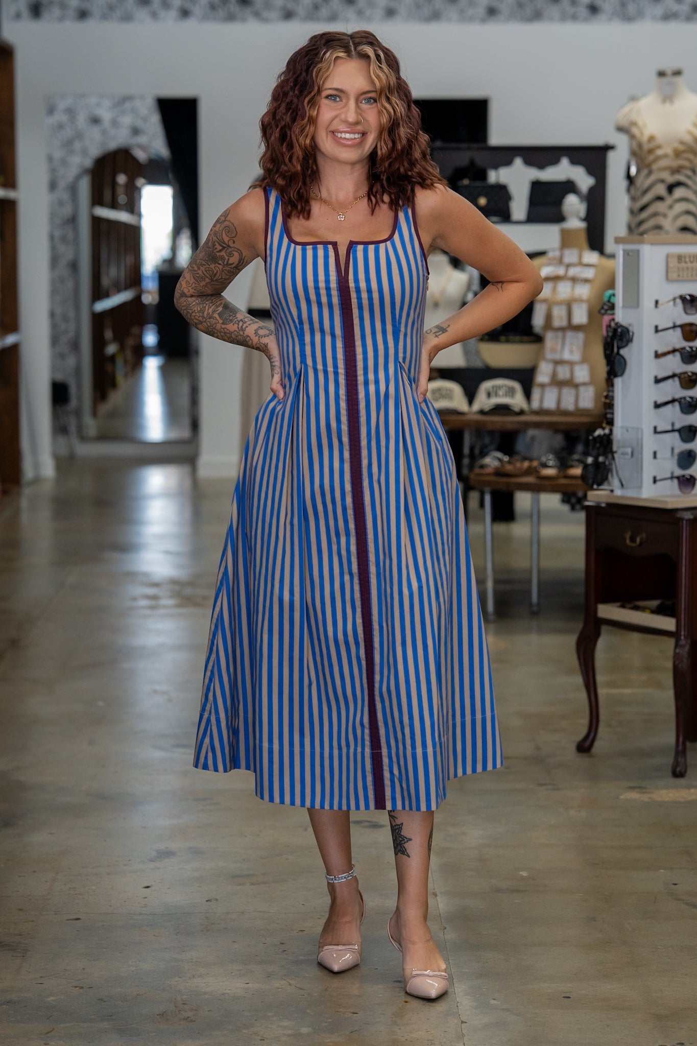 Cheers, Darling Blue Striped Dress