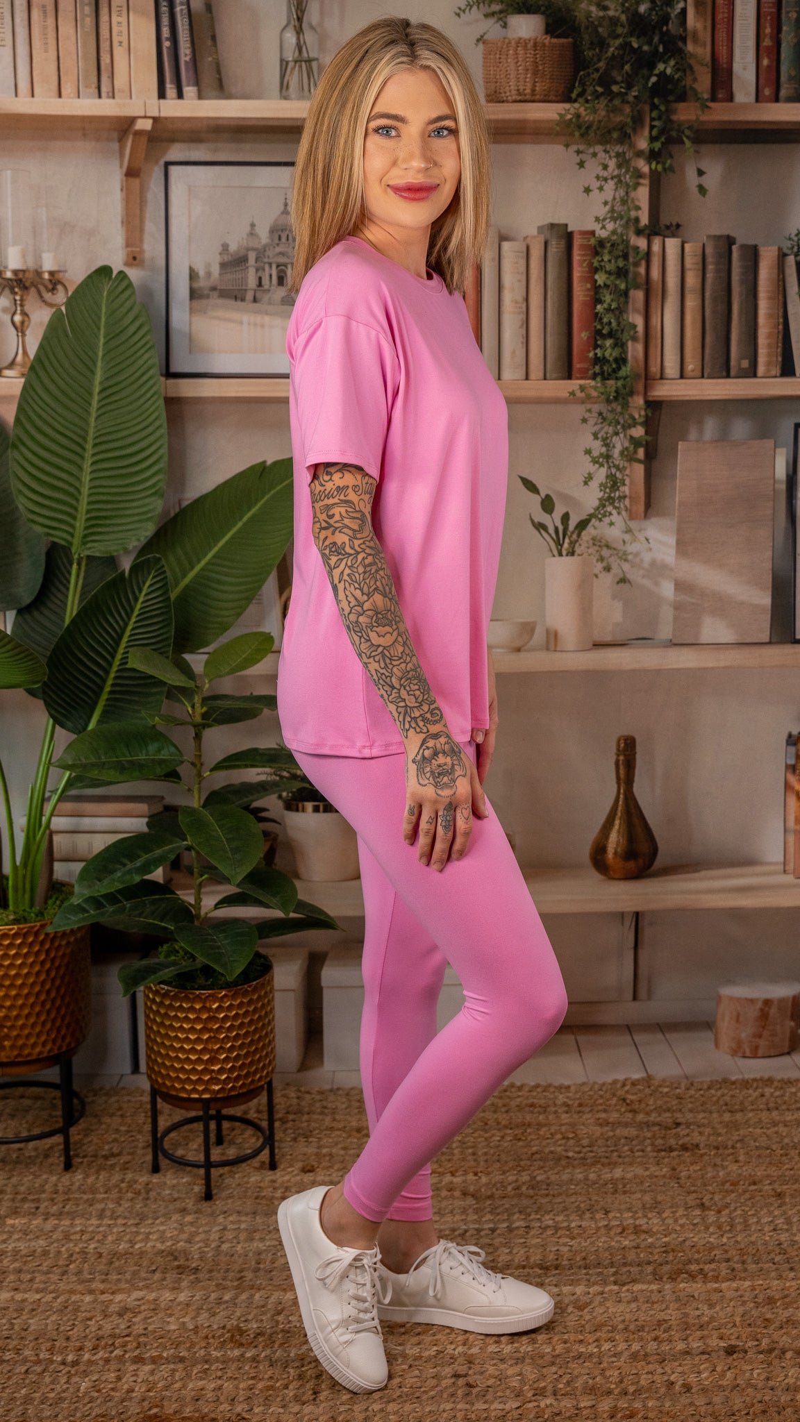 No Bad Vibes Bright Pink Legging Set