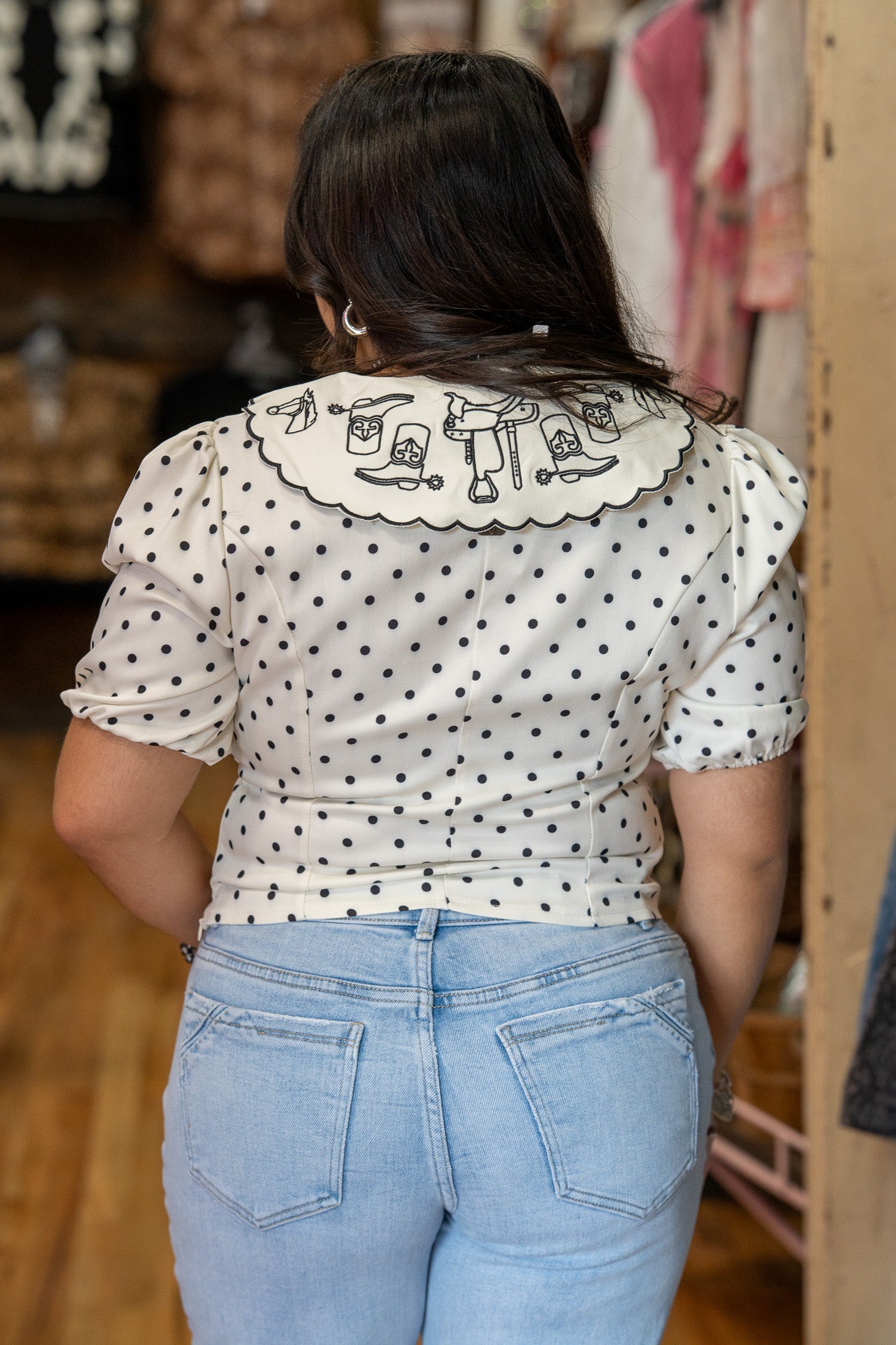 Rodeo Pearl Polka Dot Top