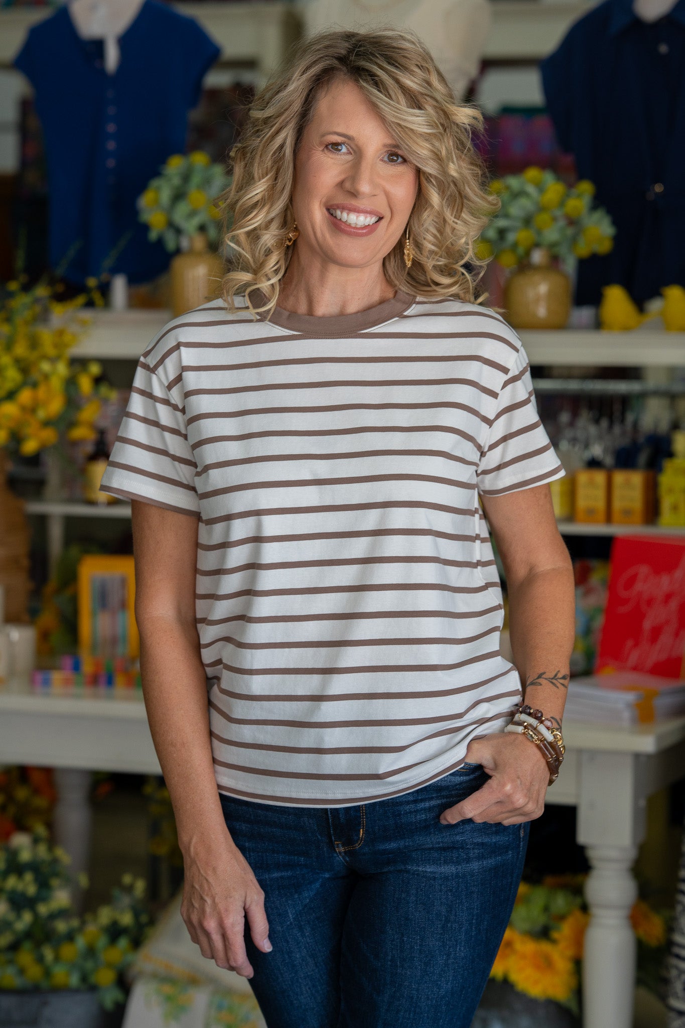 Sweet Stripes Mocha Tee