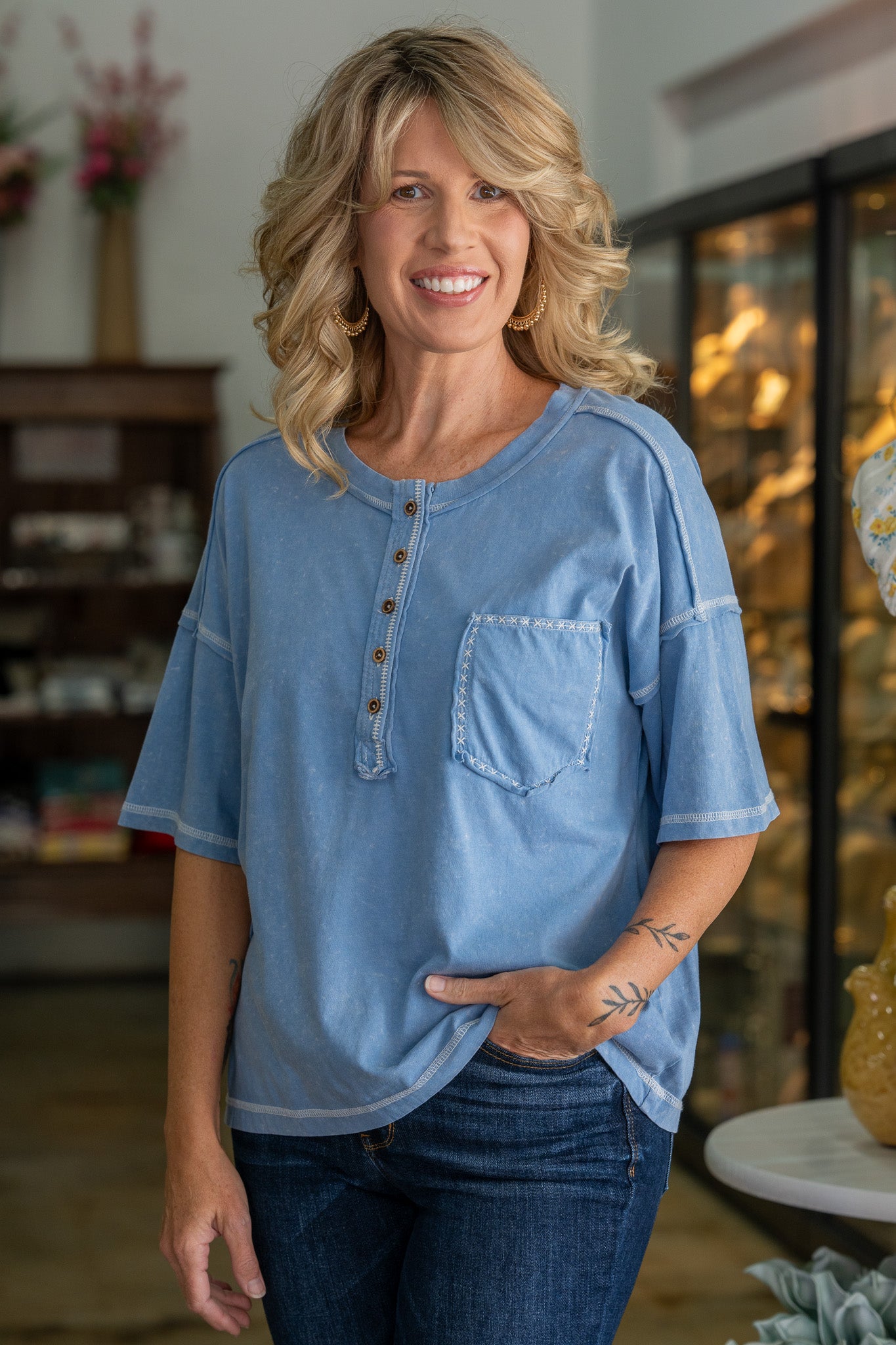 Dahlia Light Blue Top