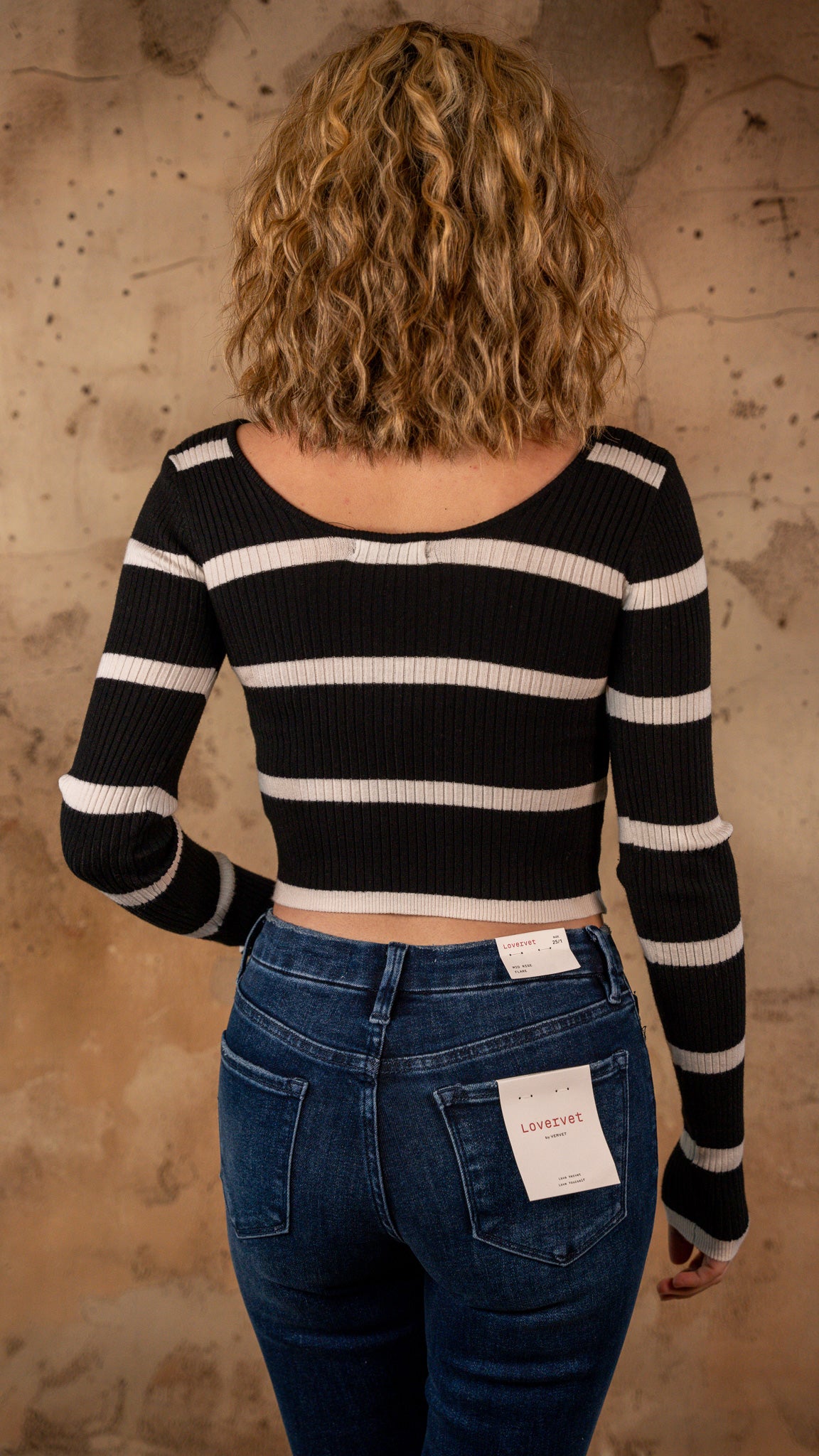 Tabitha Black Striped Crop Top