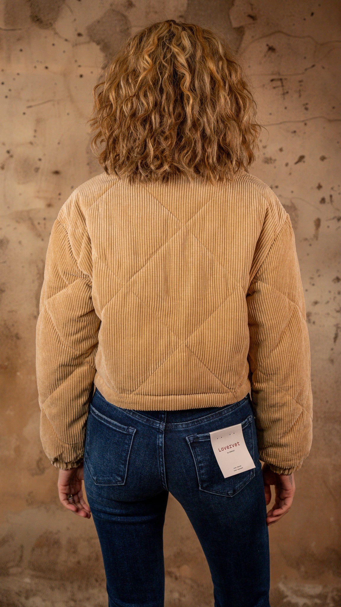 Cuddle Up Corduroy Beige Puff Jacket