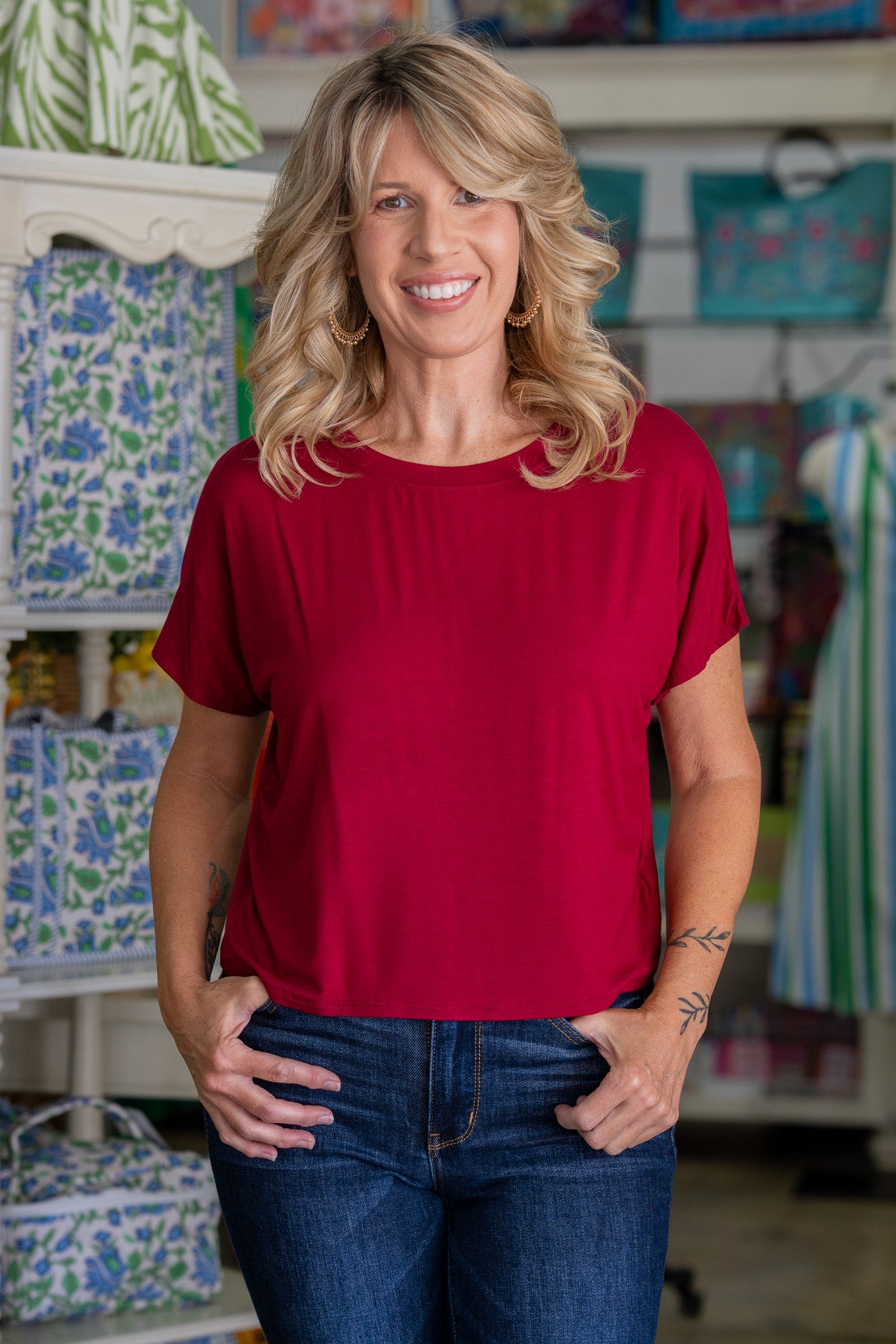 Lovely Day Wine Crop Tee