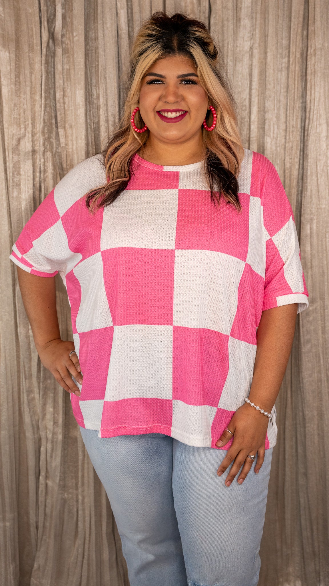 It's A Breeze Pink Checkered Top