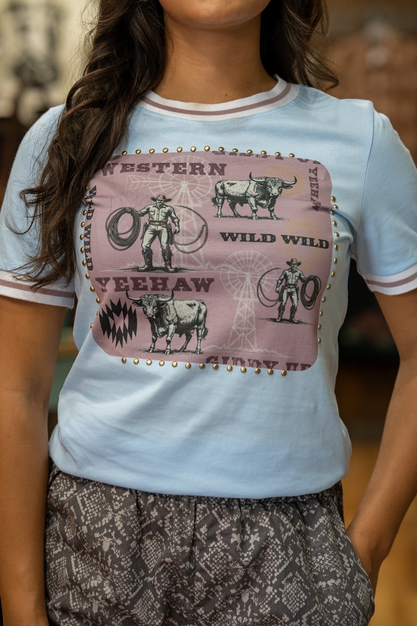 YEEHAW Light Blue Tee