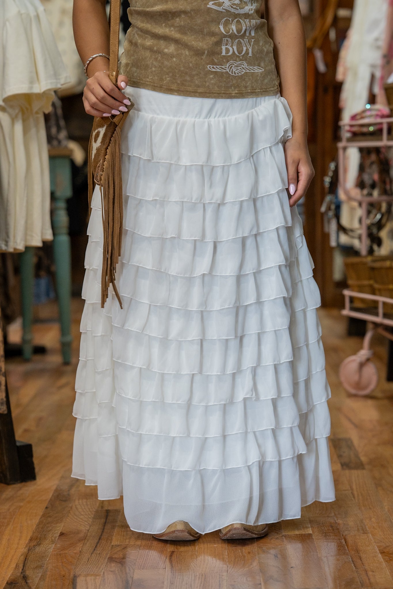 Quincy Off White Tiered Skirt