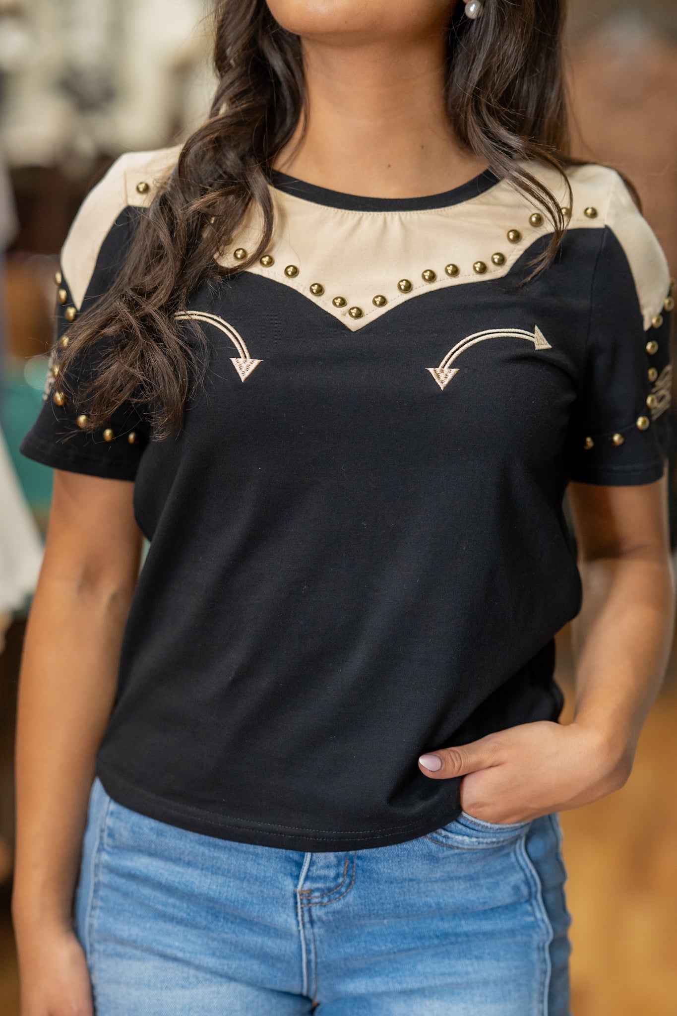 Lottie Studded Black Top