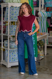 Tiffany Maroon & Pink Knit Top