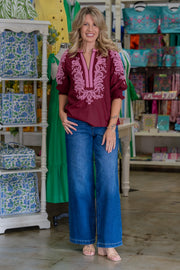 The Rosalie Maroon & Pink Blouse