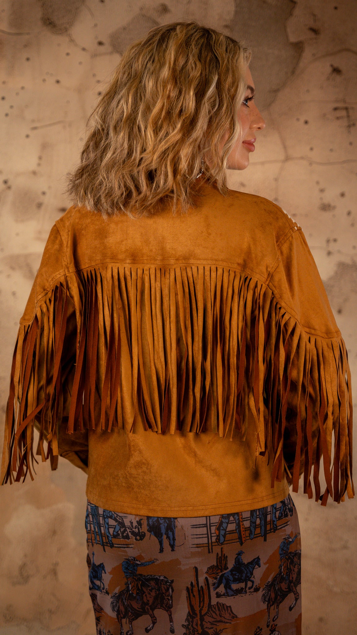 Marlene Camel Fringe Jacket