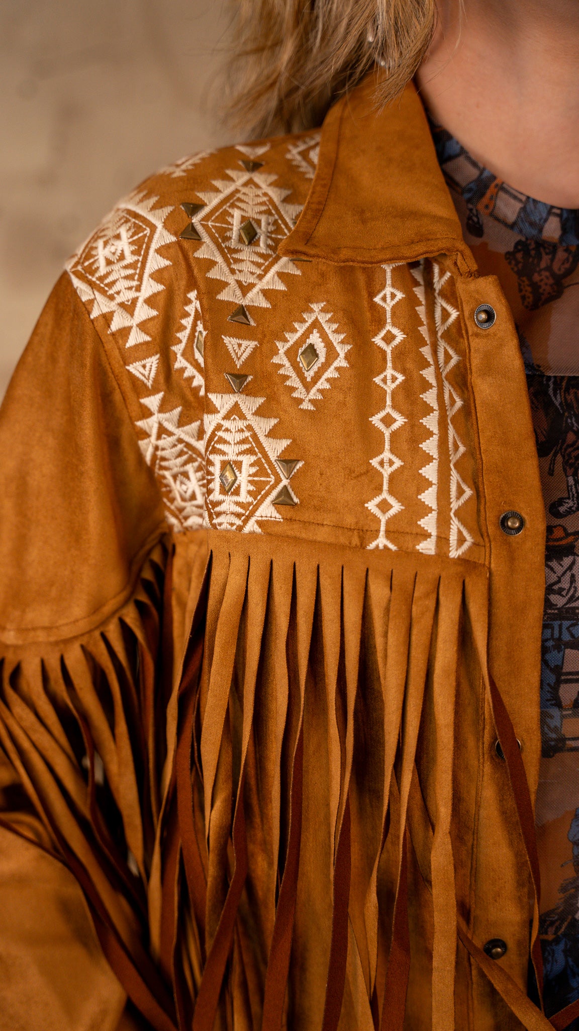 Marlene Camel Fringe Jacket