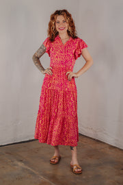 Electric Elegance Midi Dress