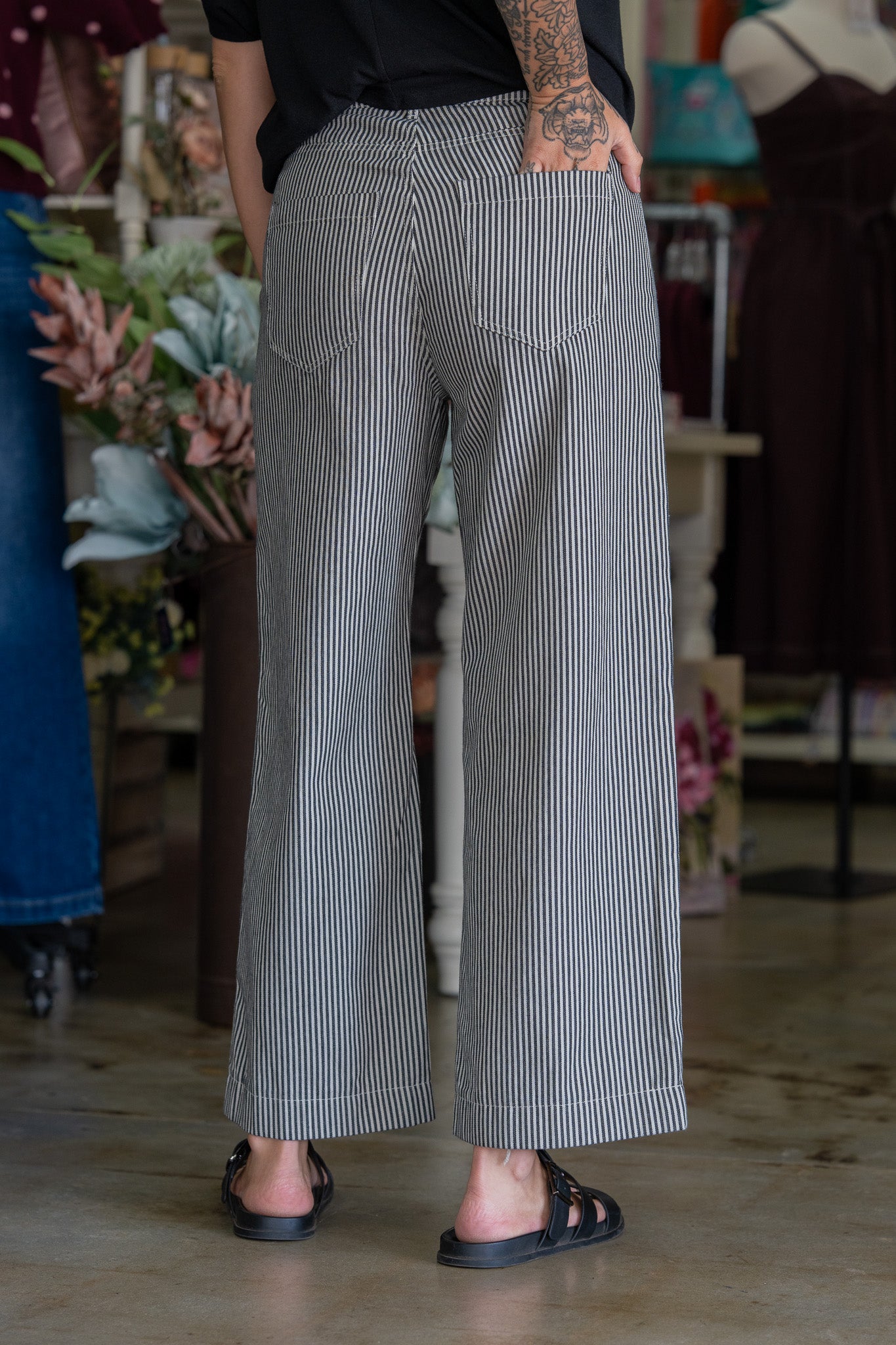 Stripe Theory Black Pants
