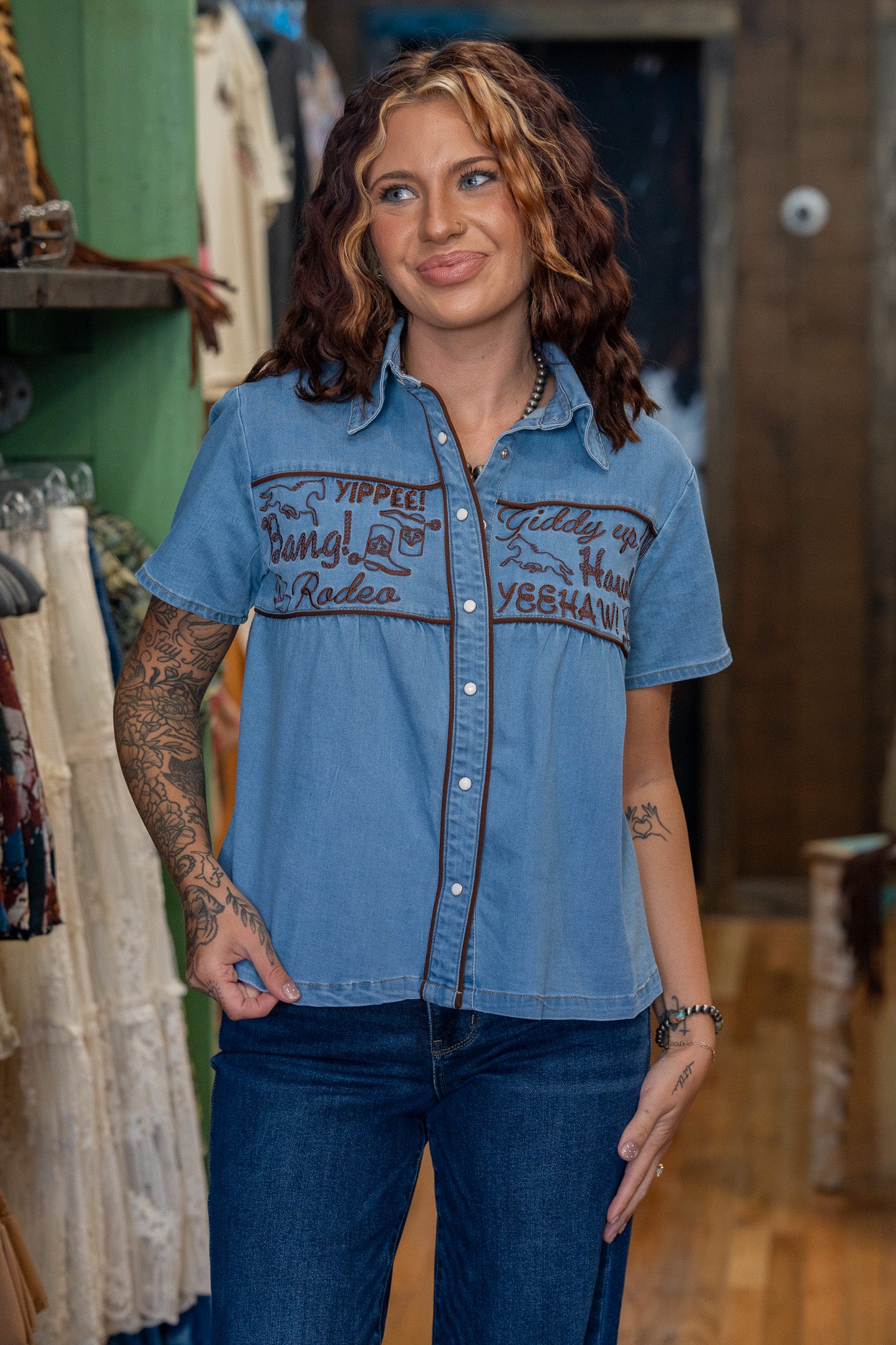 Yippee Ki Yay Denim Top