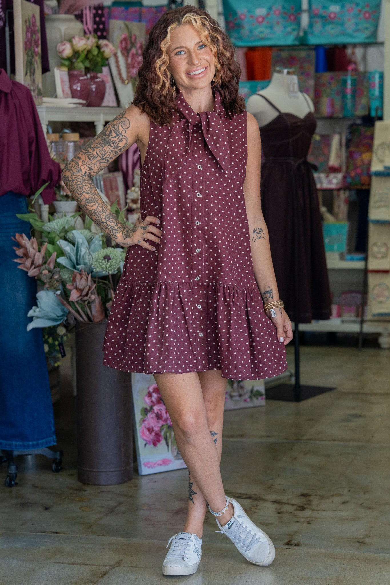 Maribel Polka Dot Tie Dress