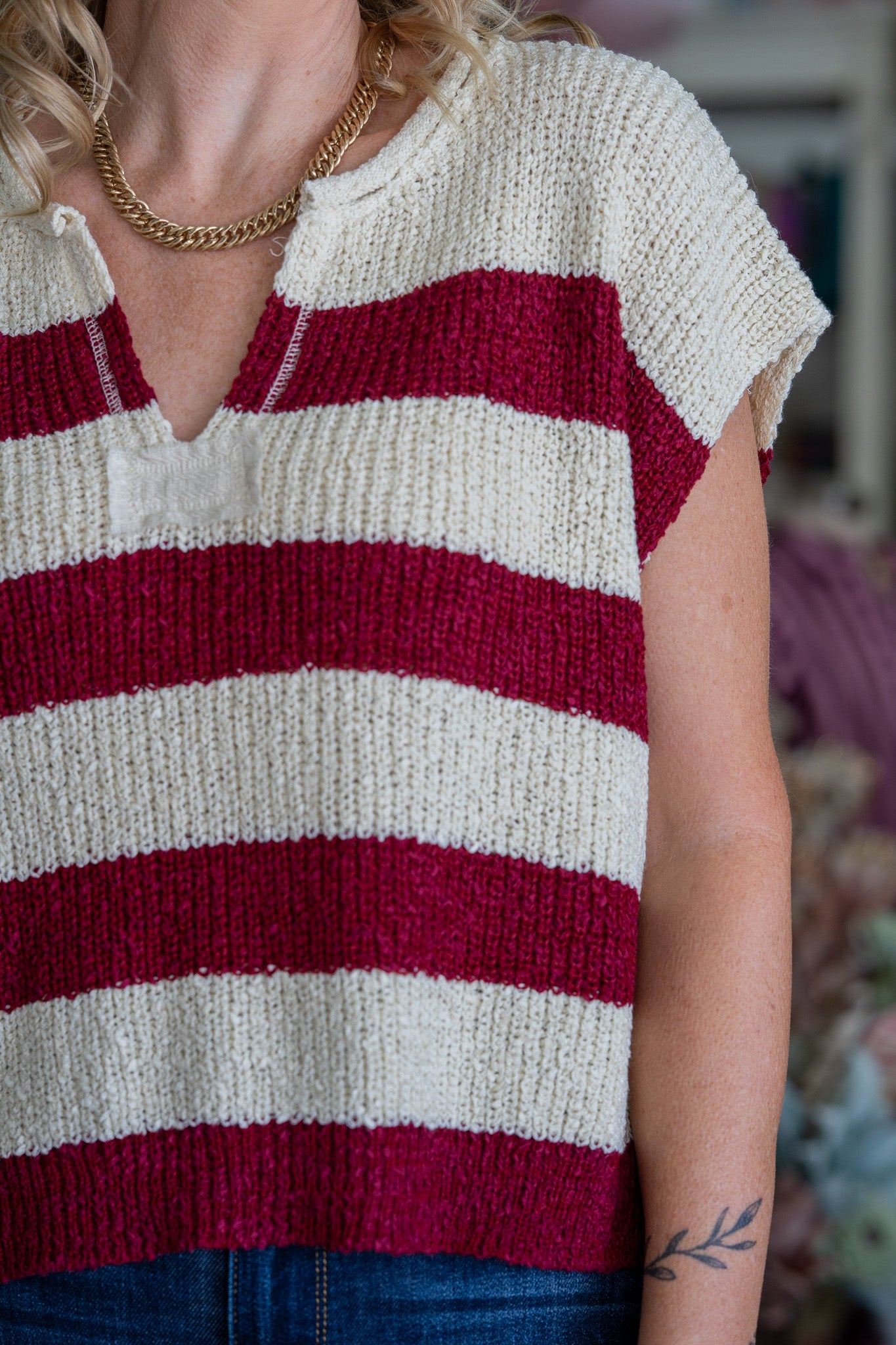 Mandy Cabernet Sleeveless Sweater