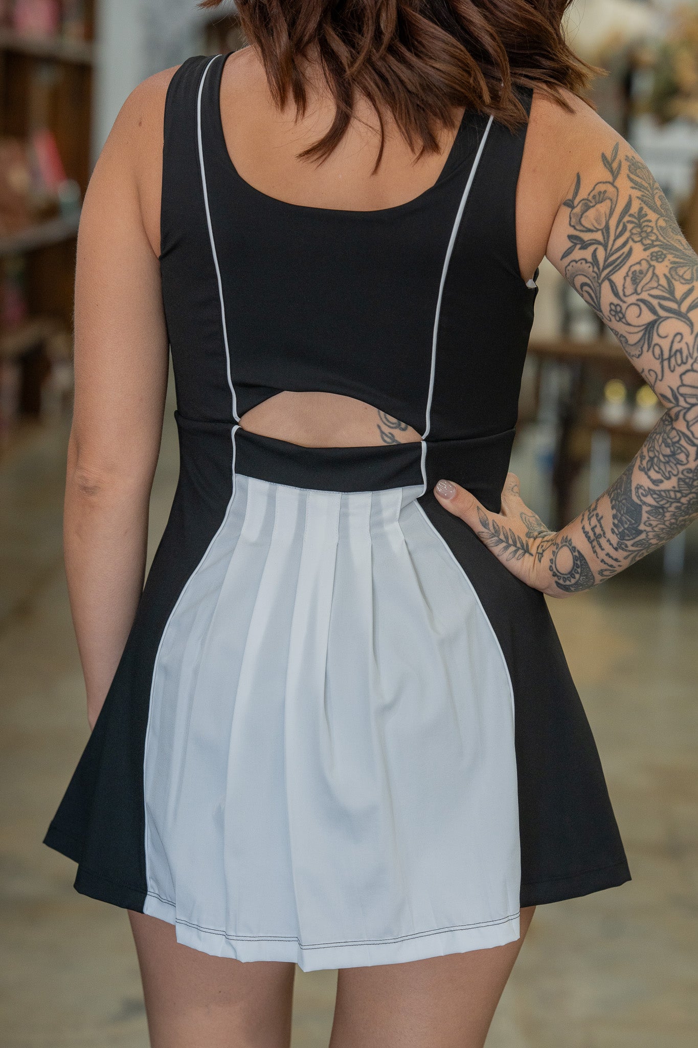 Cheri Black Pleated Dress