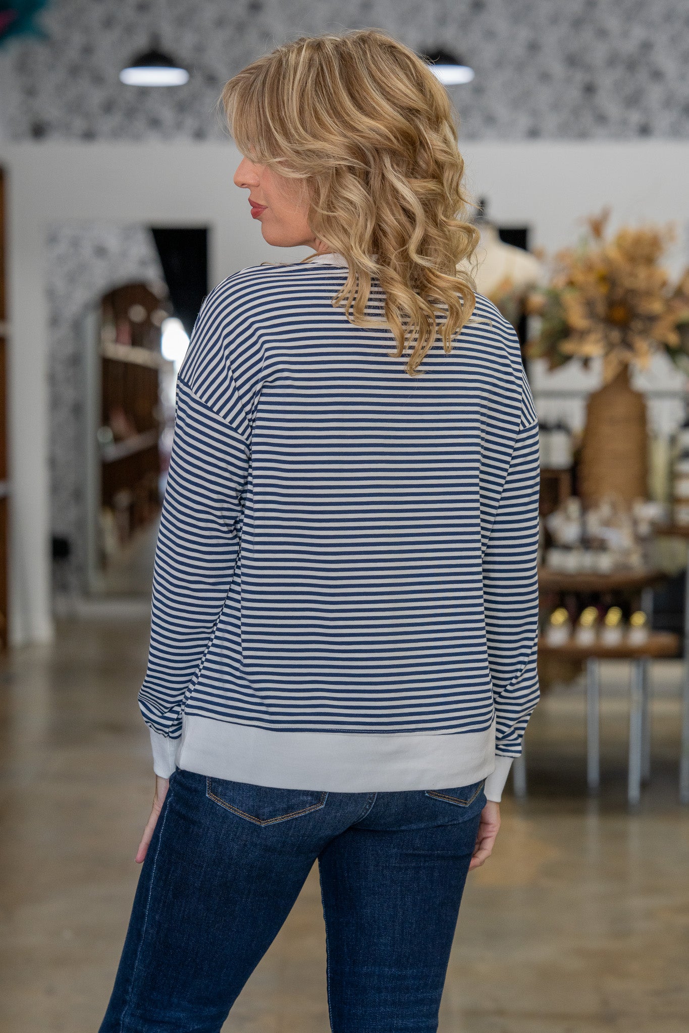 Amelia Navy Striped Pullover