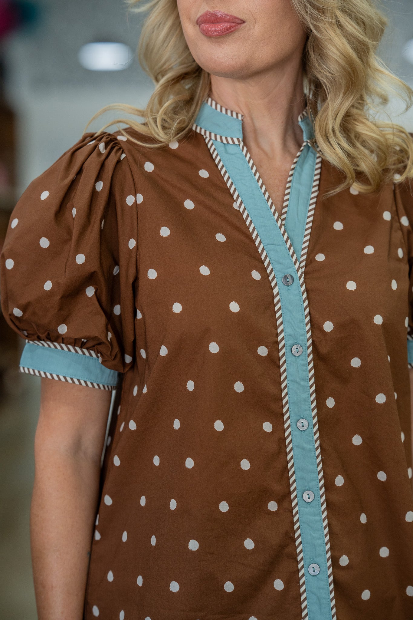Kinsley Brown Polka Dot Top