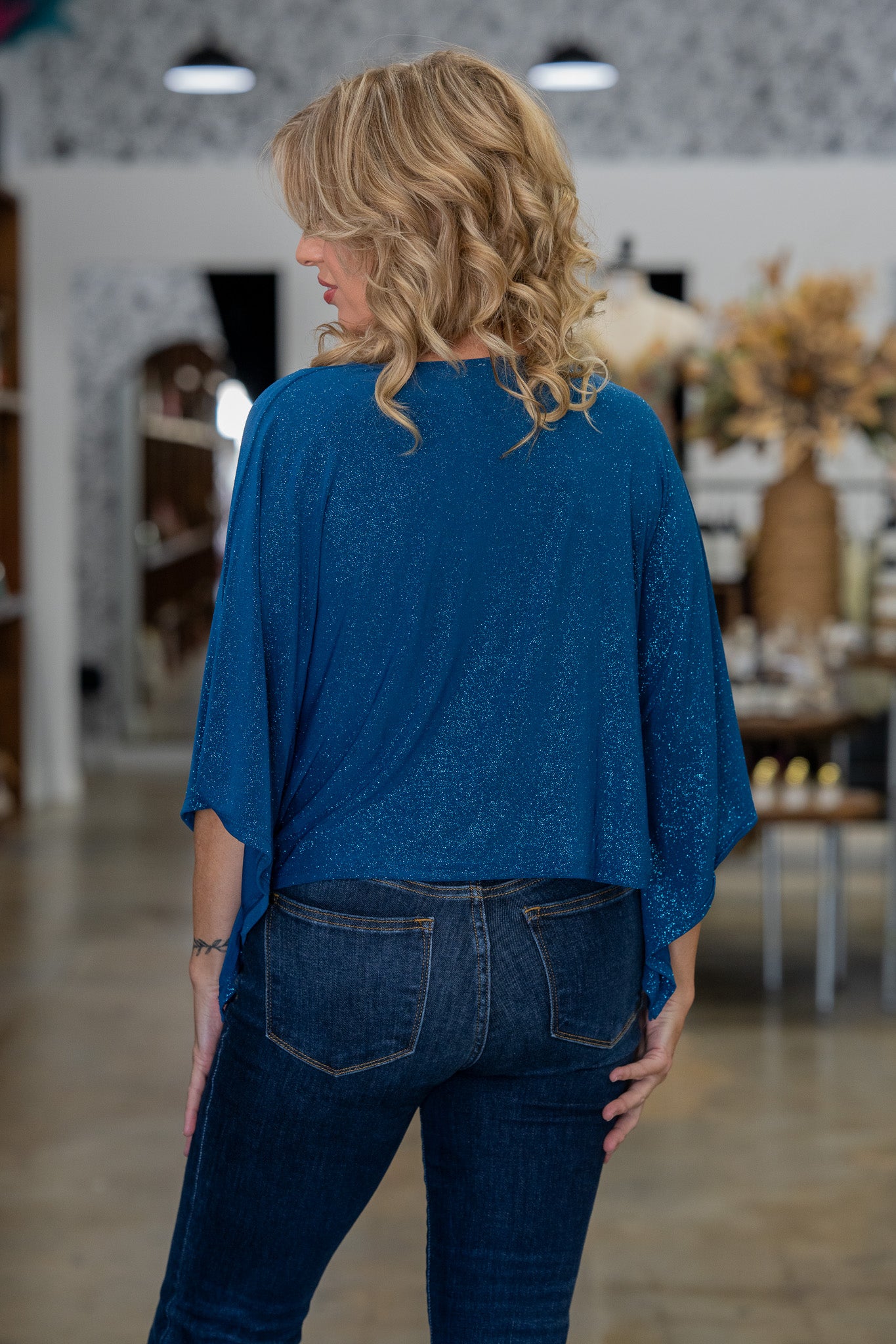 Starlight Shimmer Teal Poncho Top