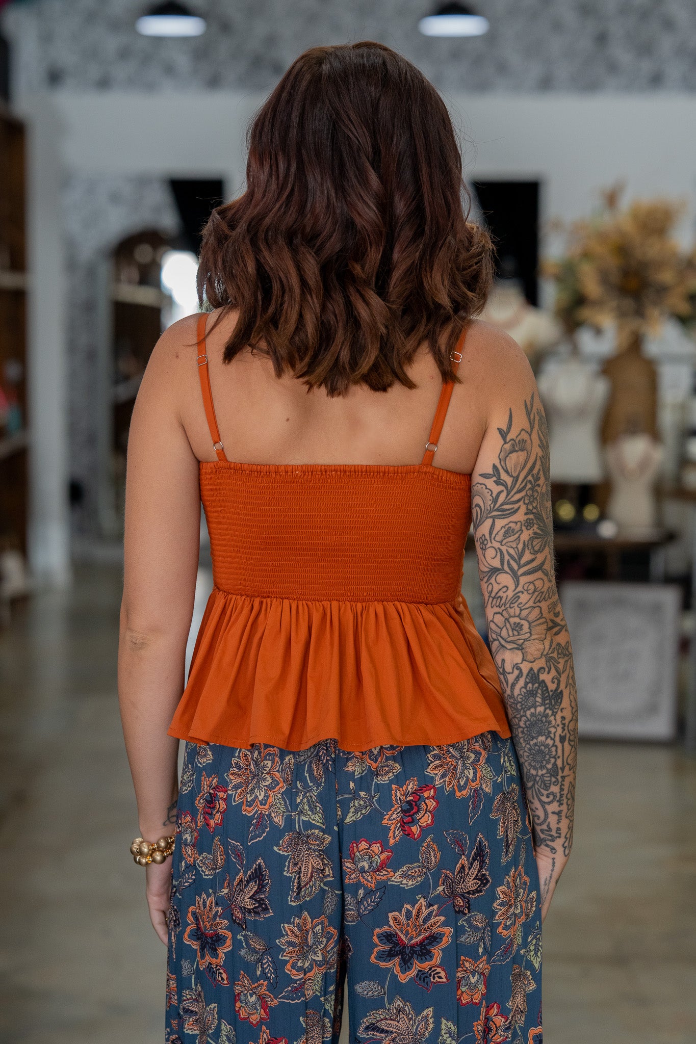 Simone Burnt Orange Pleated Top