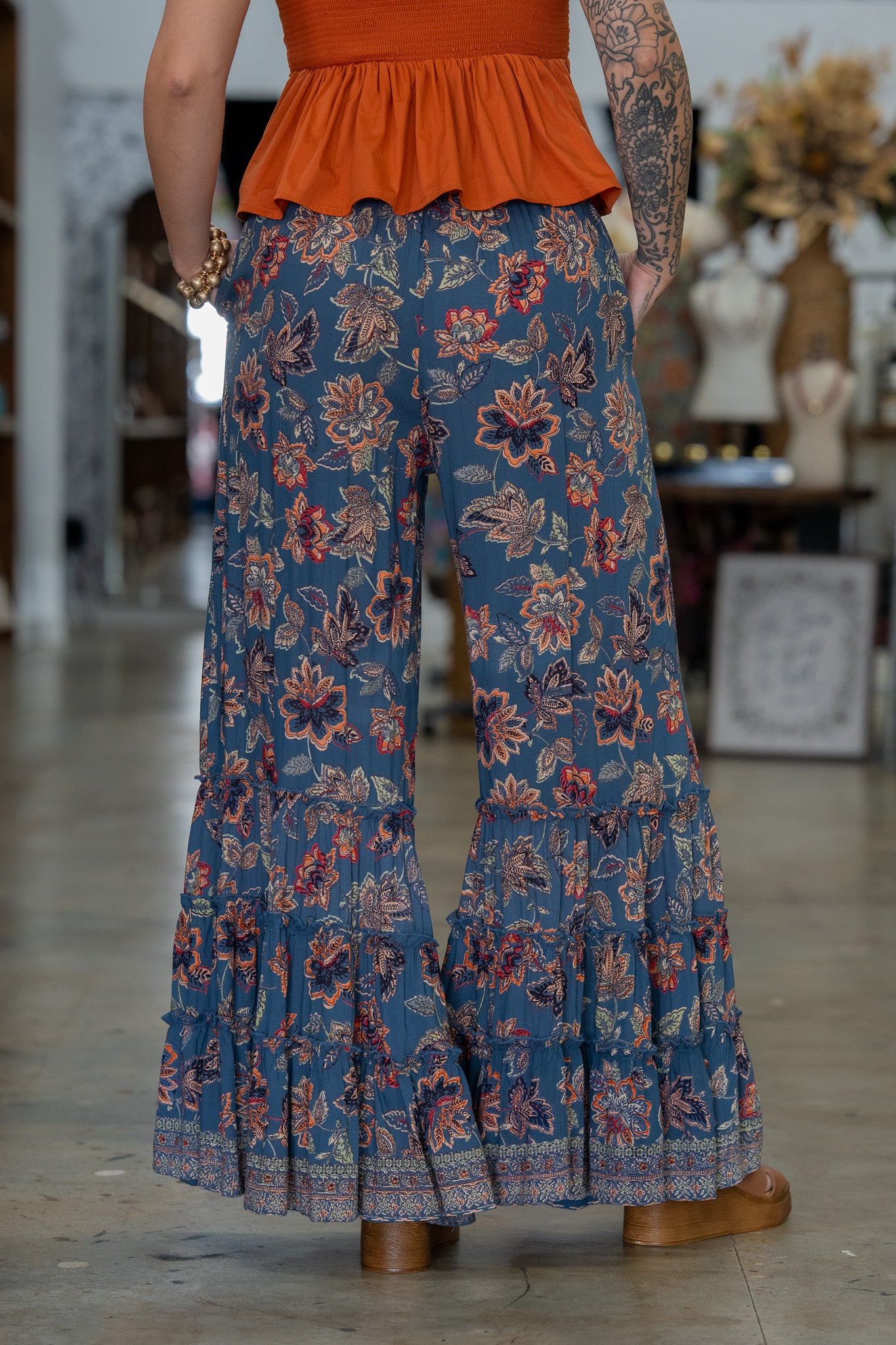 Elizabeth Blue Floral Pants