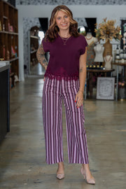 Barbara Maroon & Pink Striped Pants