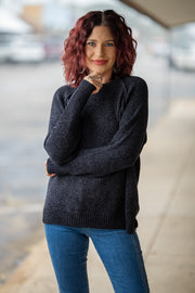 Cozy Up Black Chenille Sweater