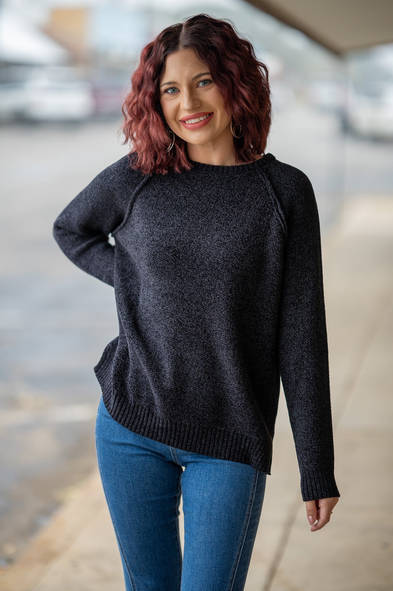 Cozy Up Black Chenille Sweater