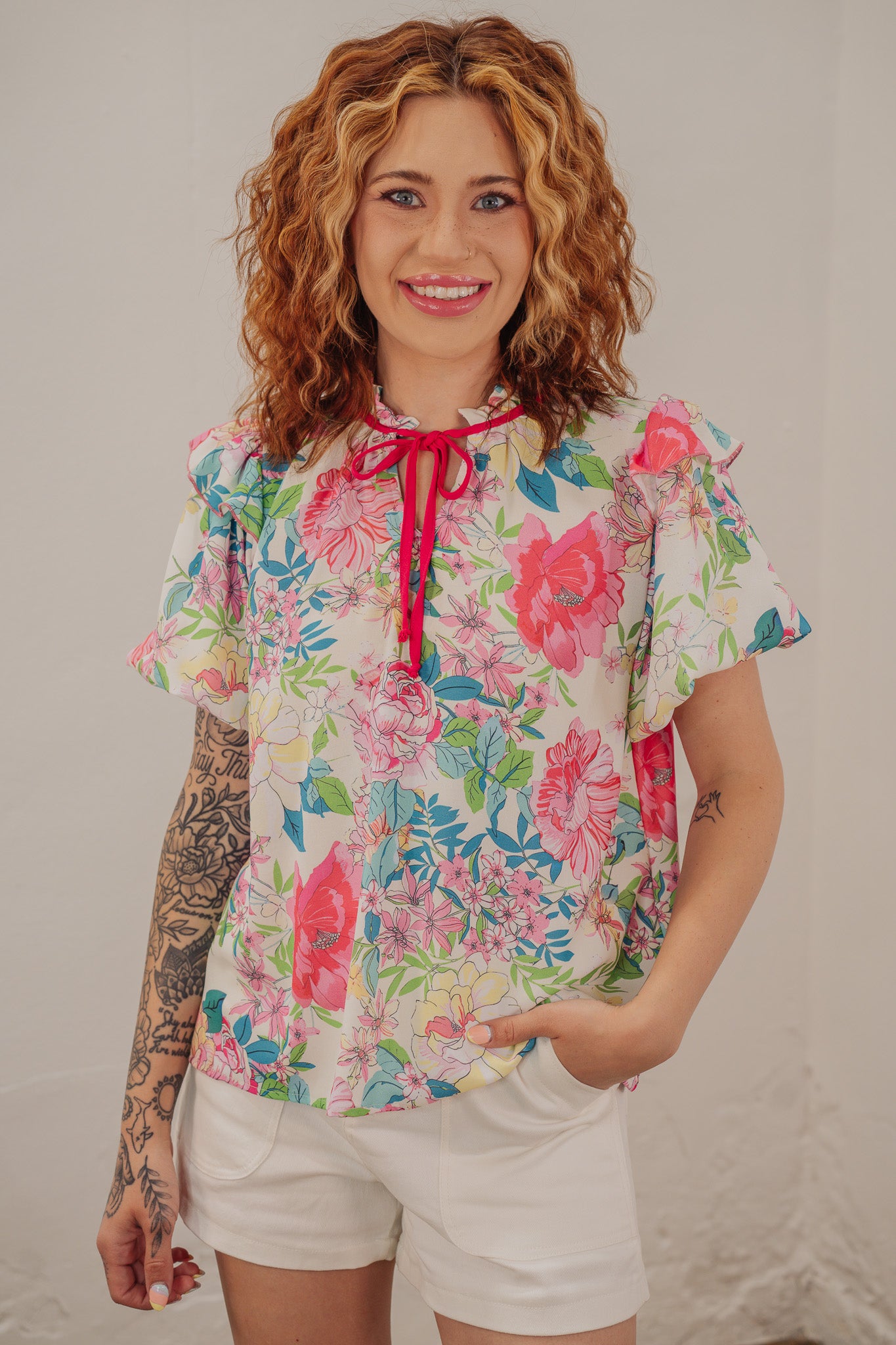 Wren Floral Bubble Sleeve Top