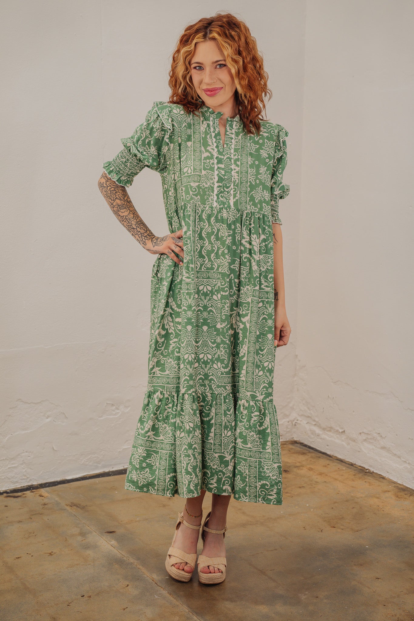 Gwen Green Midi Dress