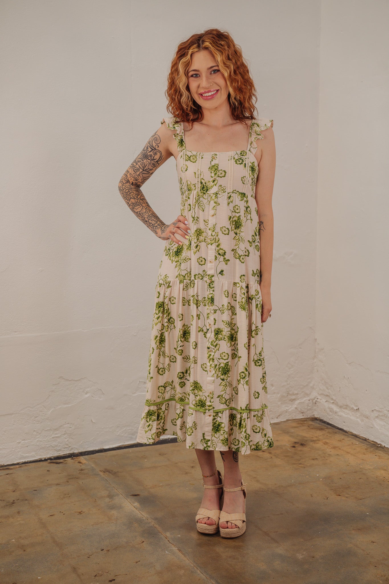 Kris Green Floral Dress