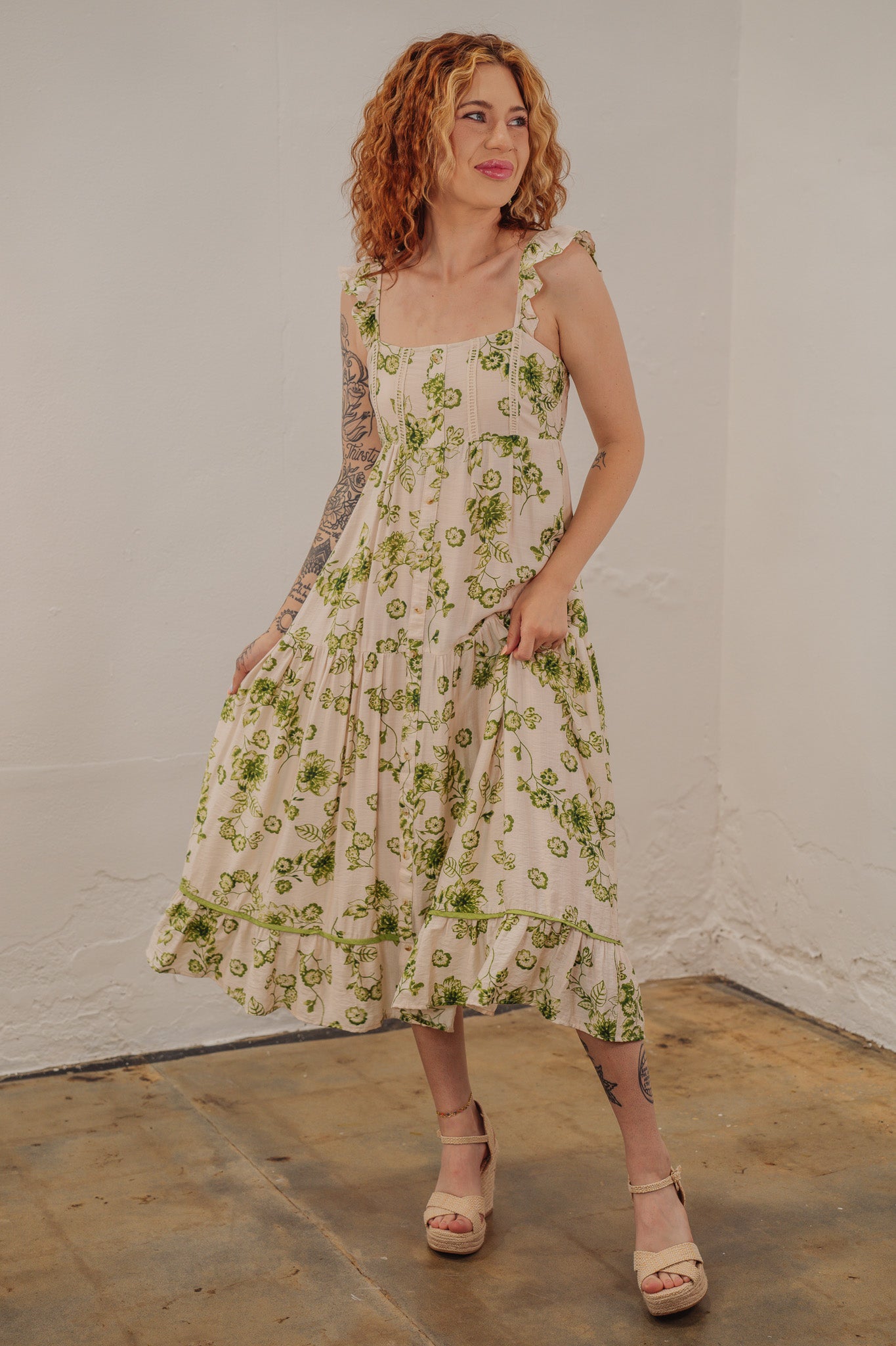Kris Green Floral Dress
